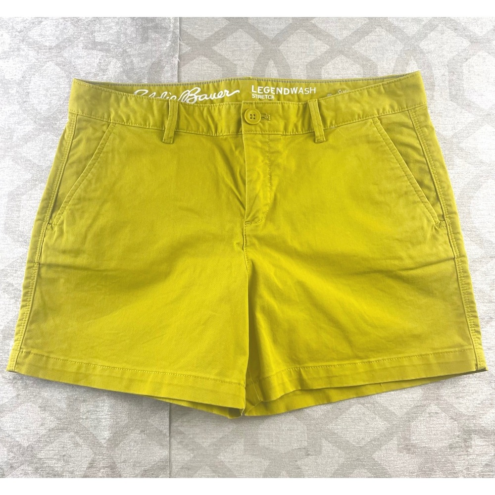 Eddie Bauer Legendwash Stretch Women's Shorts‎ Lime Green Casual Fit P6